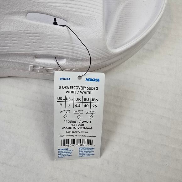 Hoka Ora Recovery Slide 3 Unisex Size M7/W9 White Comfort Sandals - Picture 3 of 4